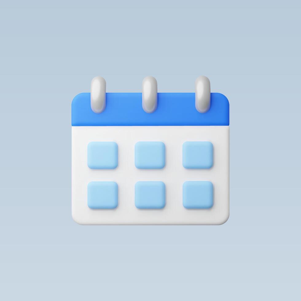 A minimalist blue and white calendar icon on a soft background. vector