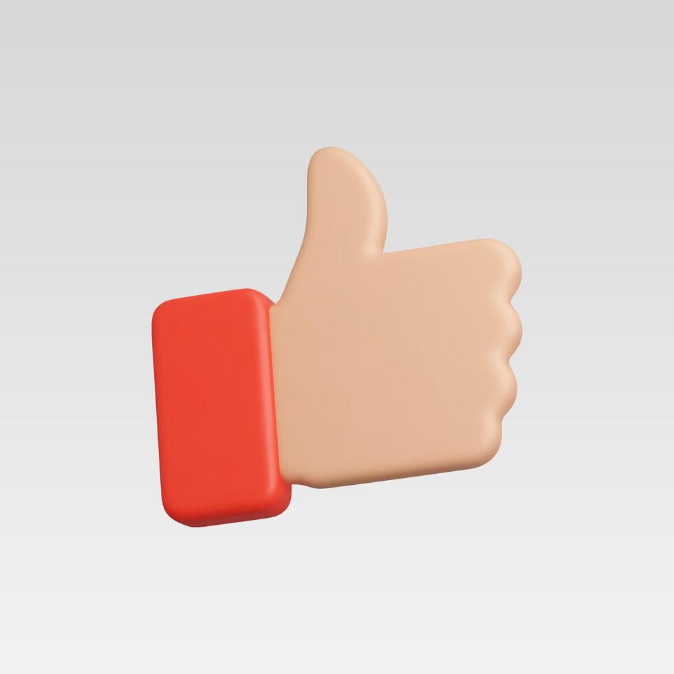 3D thumbs up icon symbolizing approval and positivity. vector