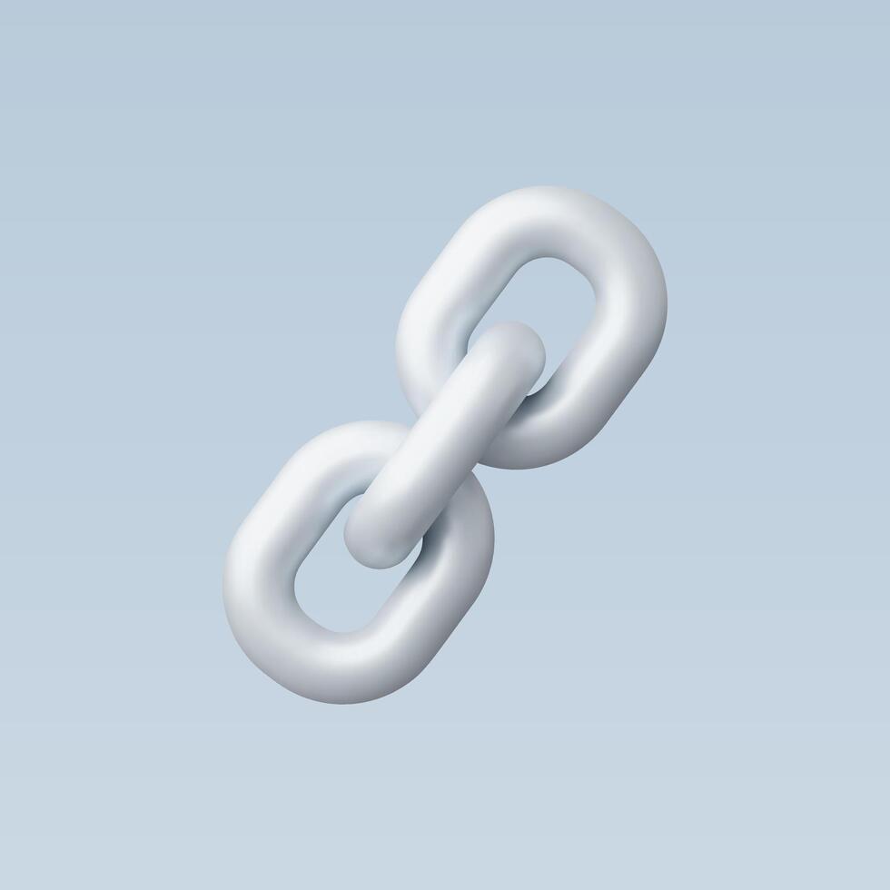 A 3D link chain symbolizing connection and strength in a modern style. vector