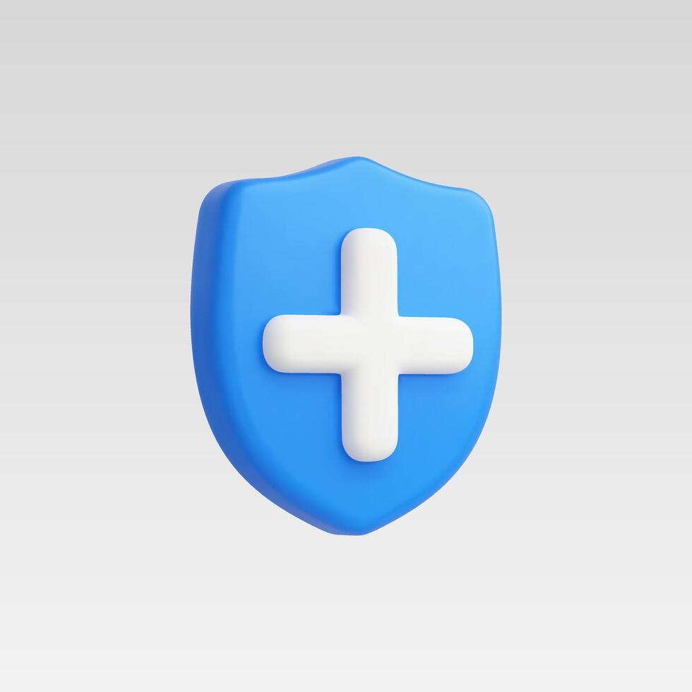 A blue shield with a white cross, symbolizing health and protection. vector