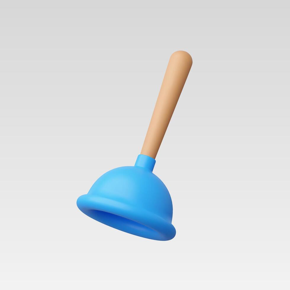 A blue plunger on a light background, symbolizing cleaning and maintenance. vector