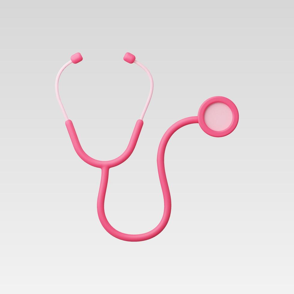 A vibrant pink stethoscope on a clean background, symbolizing healthcare. vector