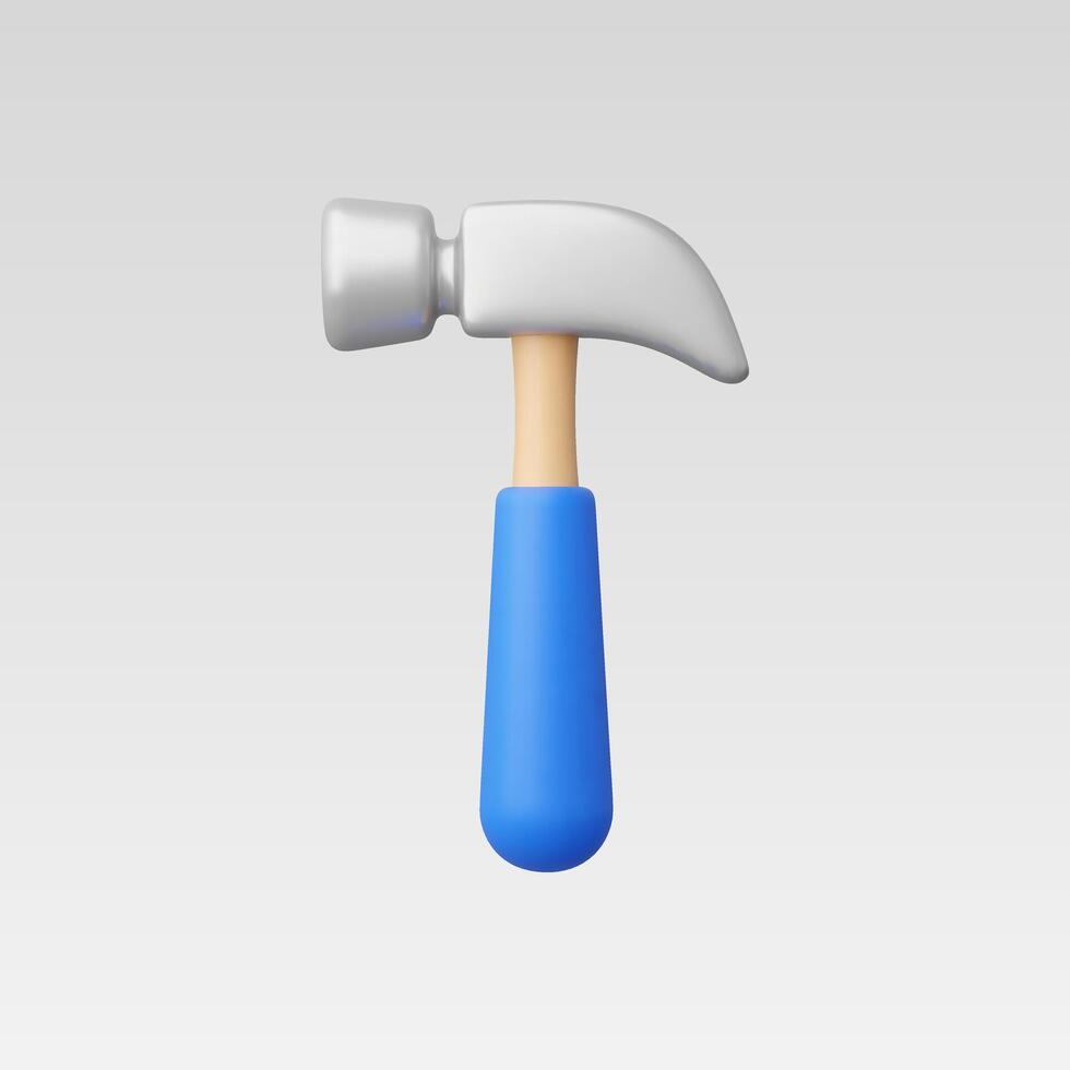 A vibrant blue-handled hammer with a silver head, isolated on a light background. vector