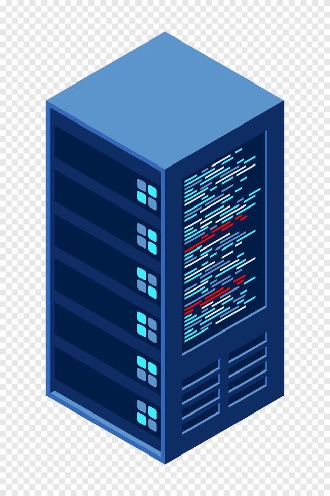 Isometric server equipment isolated background. Flat isometric 3d illustration cloud server. Datacenter storage. Isometric vector