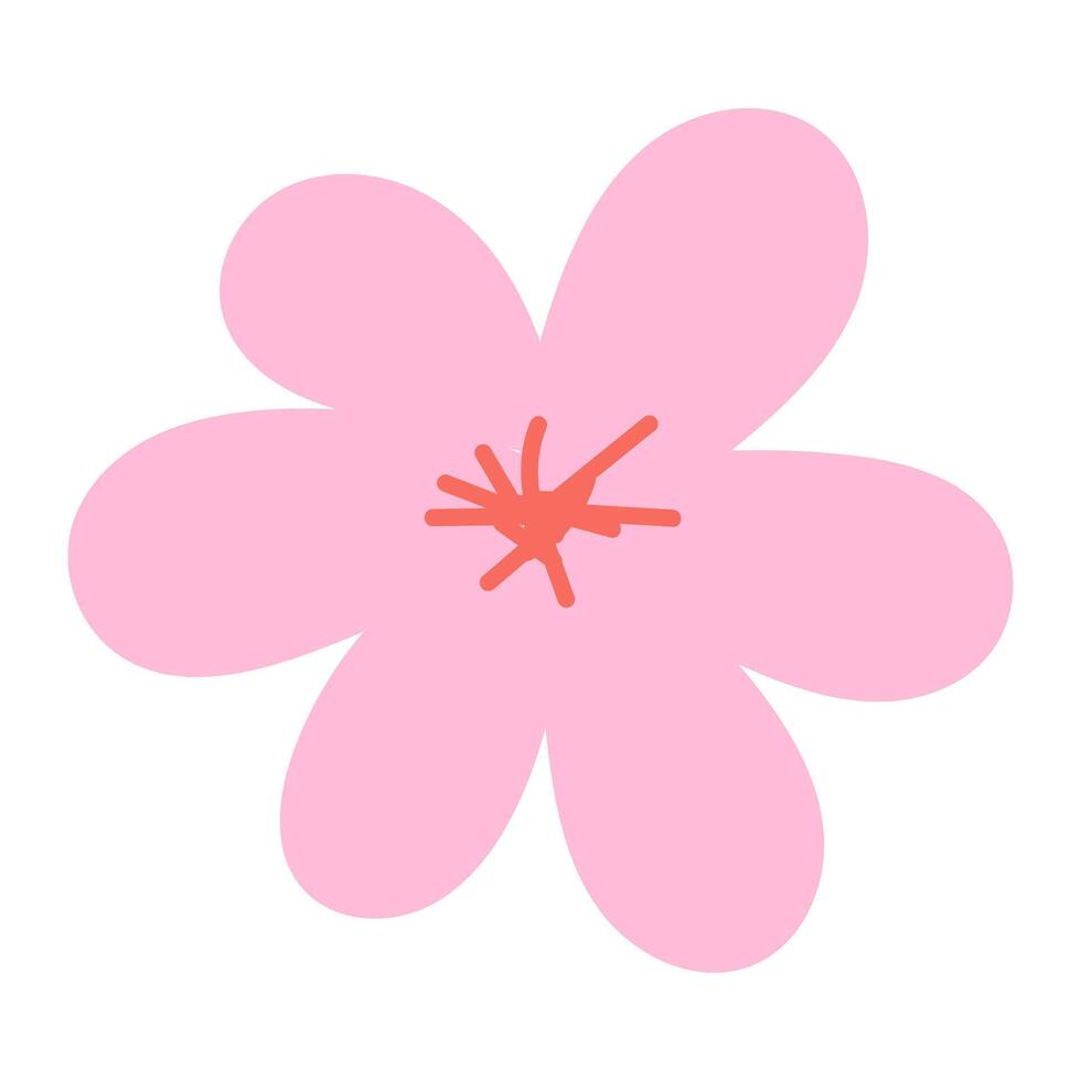 Summer hand drawn flower. Wildflower. Floral element. Garden plant element. flat illustration, vector