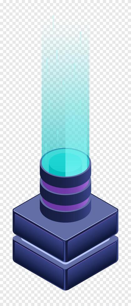 Isometric processor blockchain. Futuristic holographic interface. Futuristic concept. Isometric technology vector