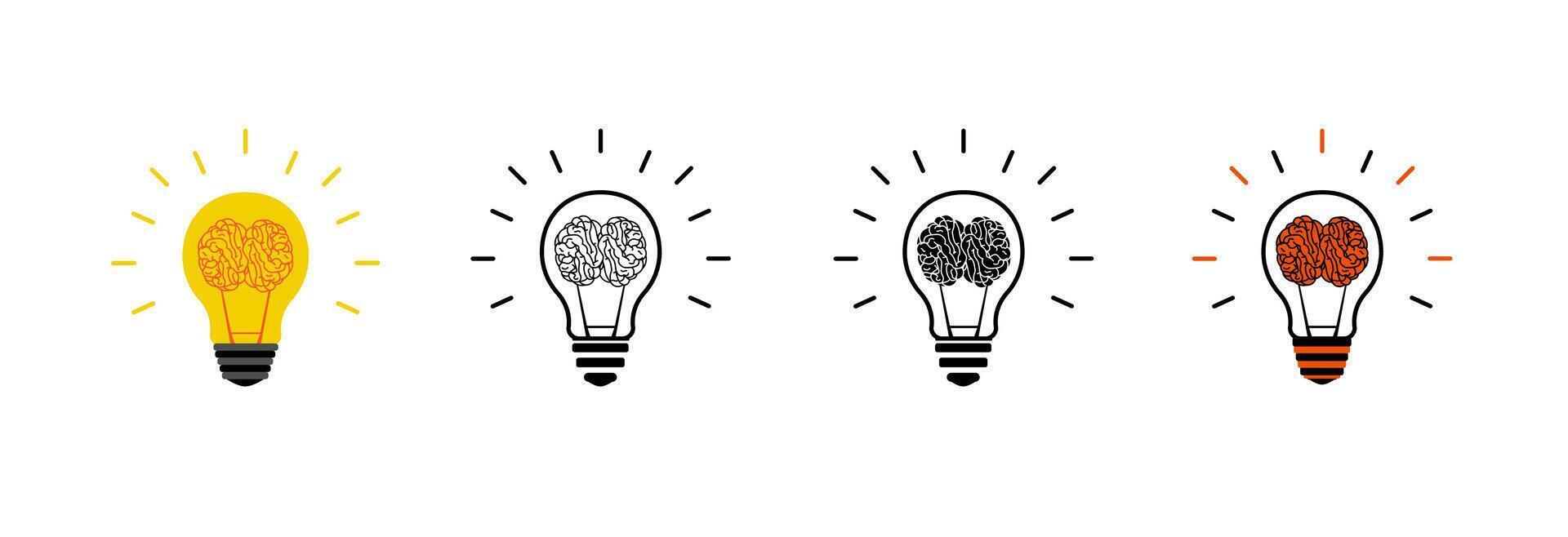 Icon a Brain inside light bulb. vector