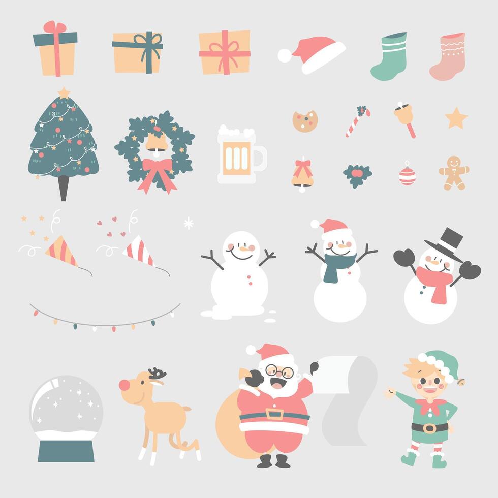 collection set of christmas ornaments decoration element vector
