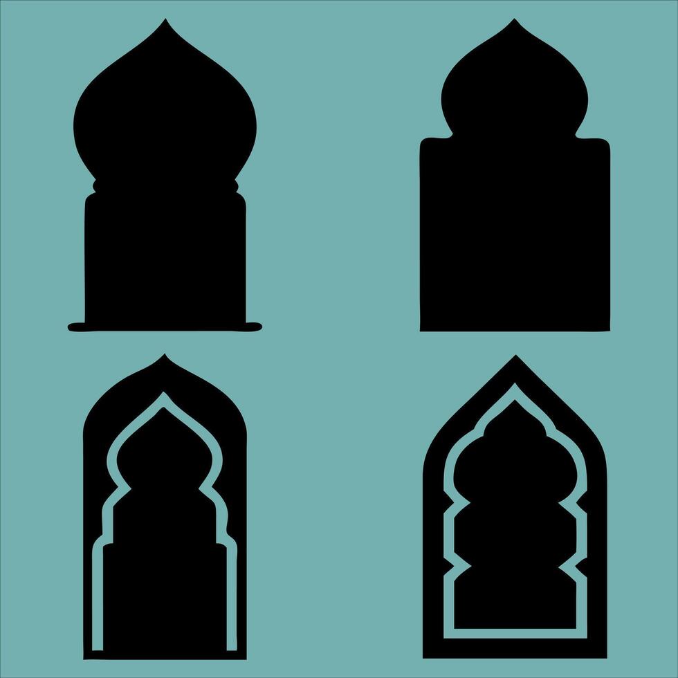 Islamic Arch Frames Arabic Mughal Window Designs vector