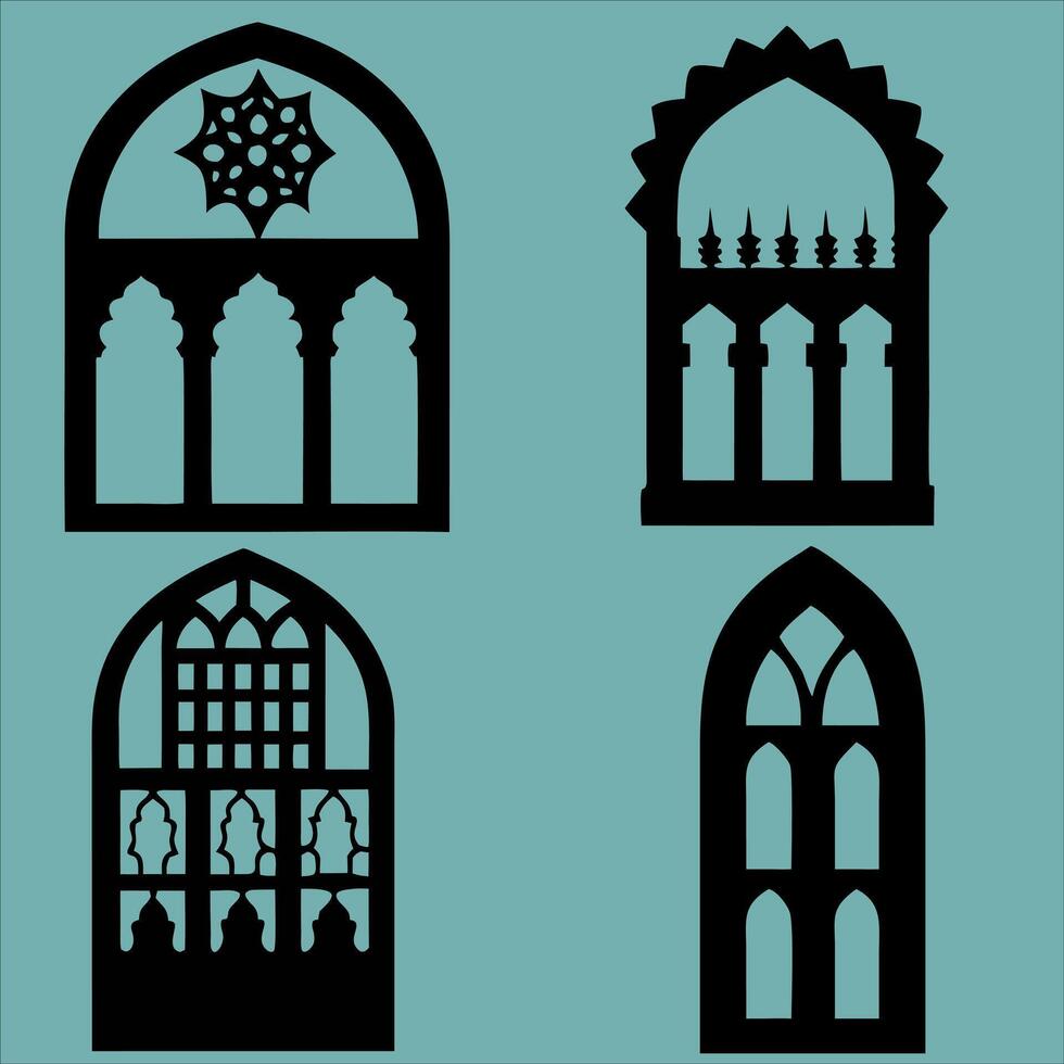 Islamic Arch Window Silhouette vector