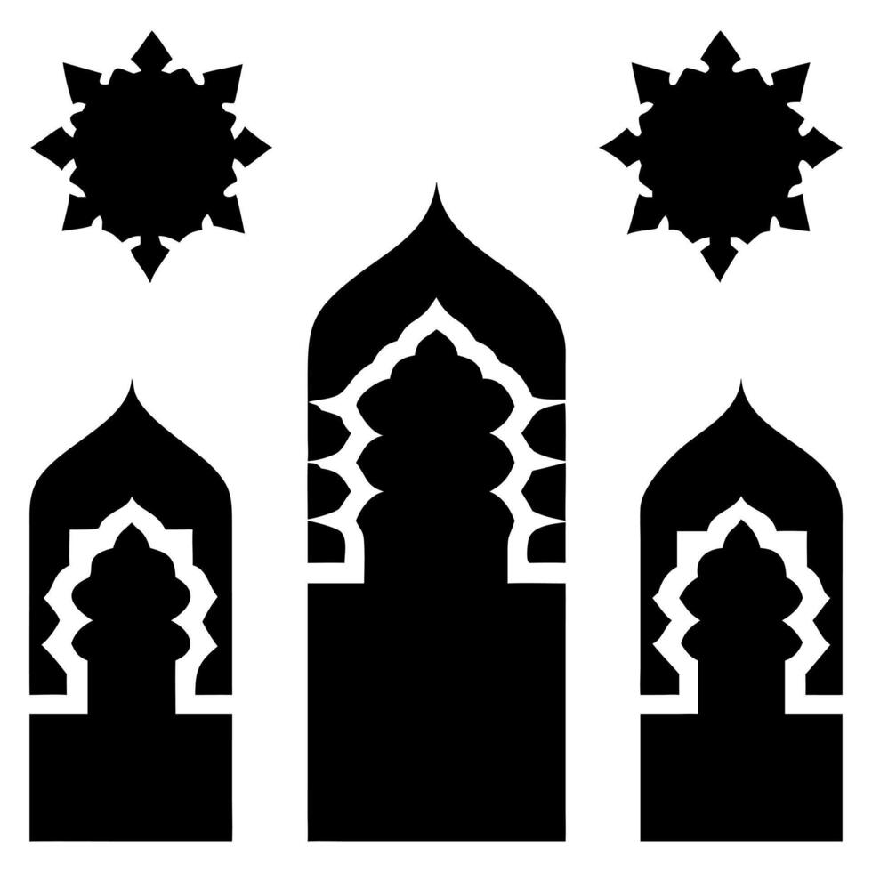 Islamic Window Frame Silhouettes Arch Designs vector