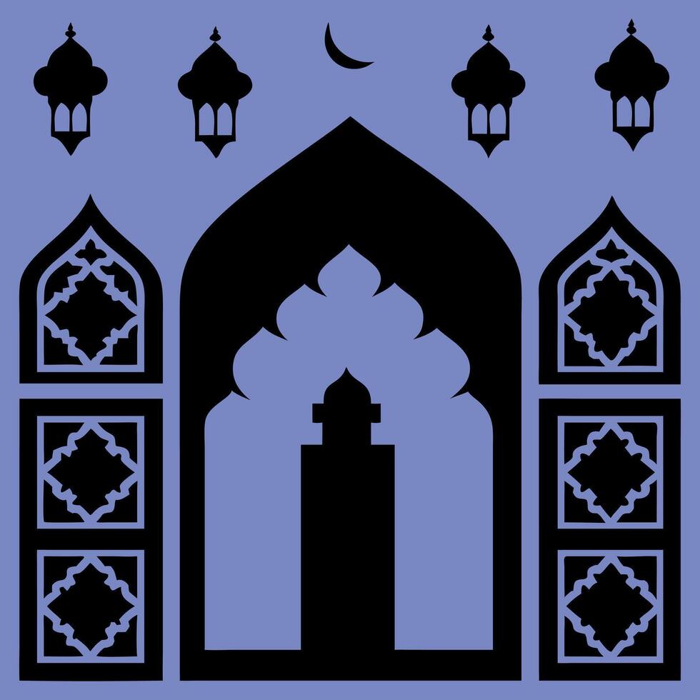 Islamic Windows Arch Silhouette Collection Pack vector