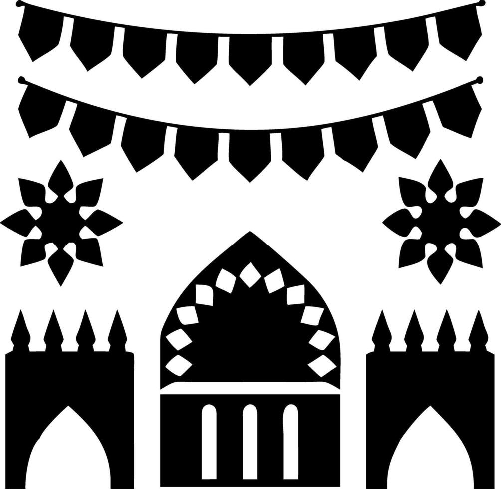 Islamic Arch Window Outlines Mughal, Moorish, Arabic Design vector