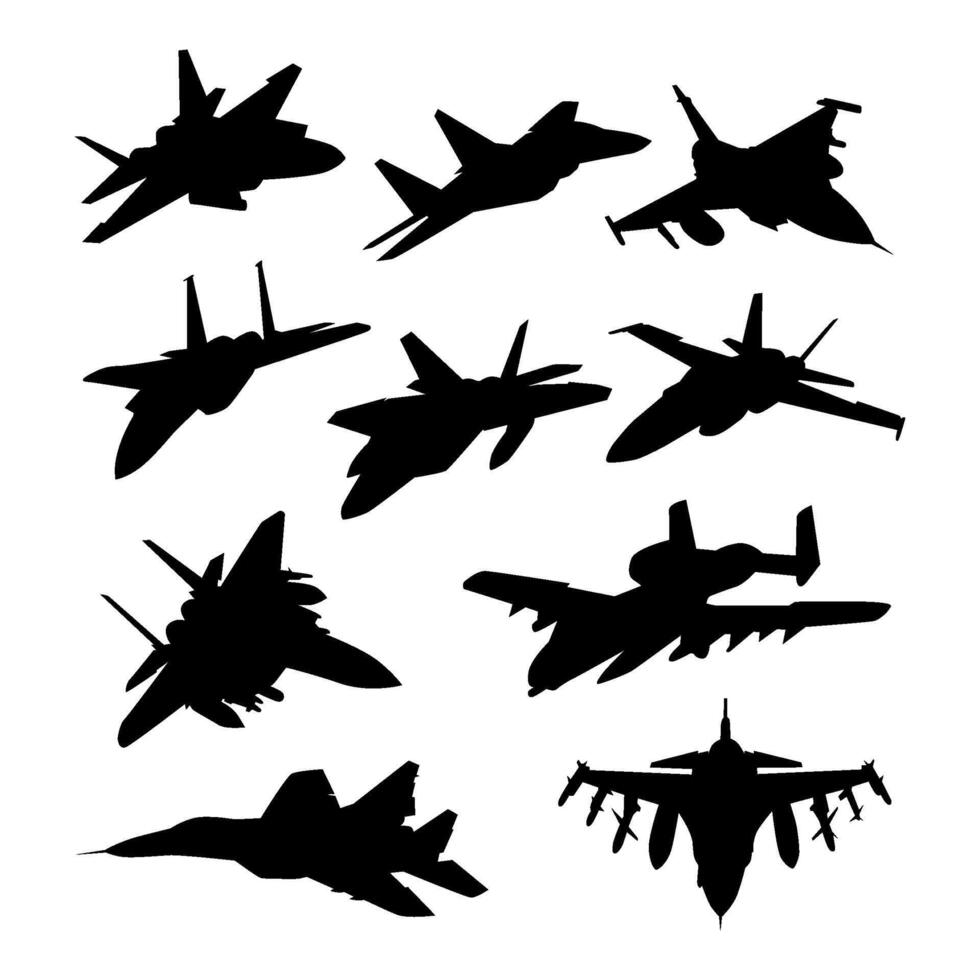 fighter jet silhouettes collection vector
