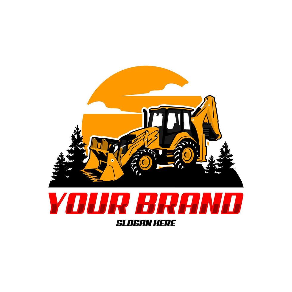 backhoe loader logo concept template vector