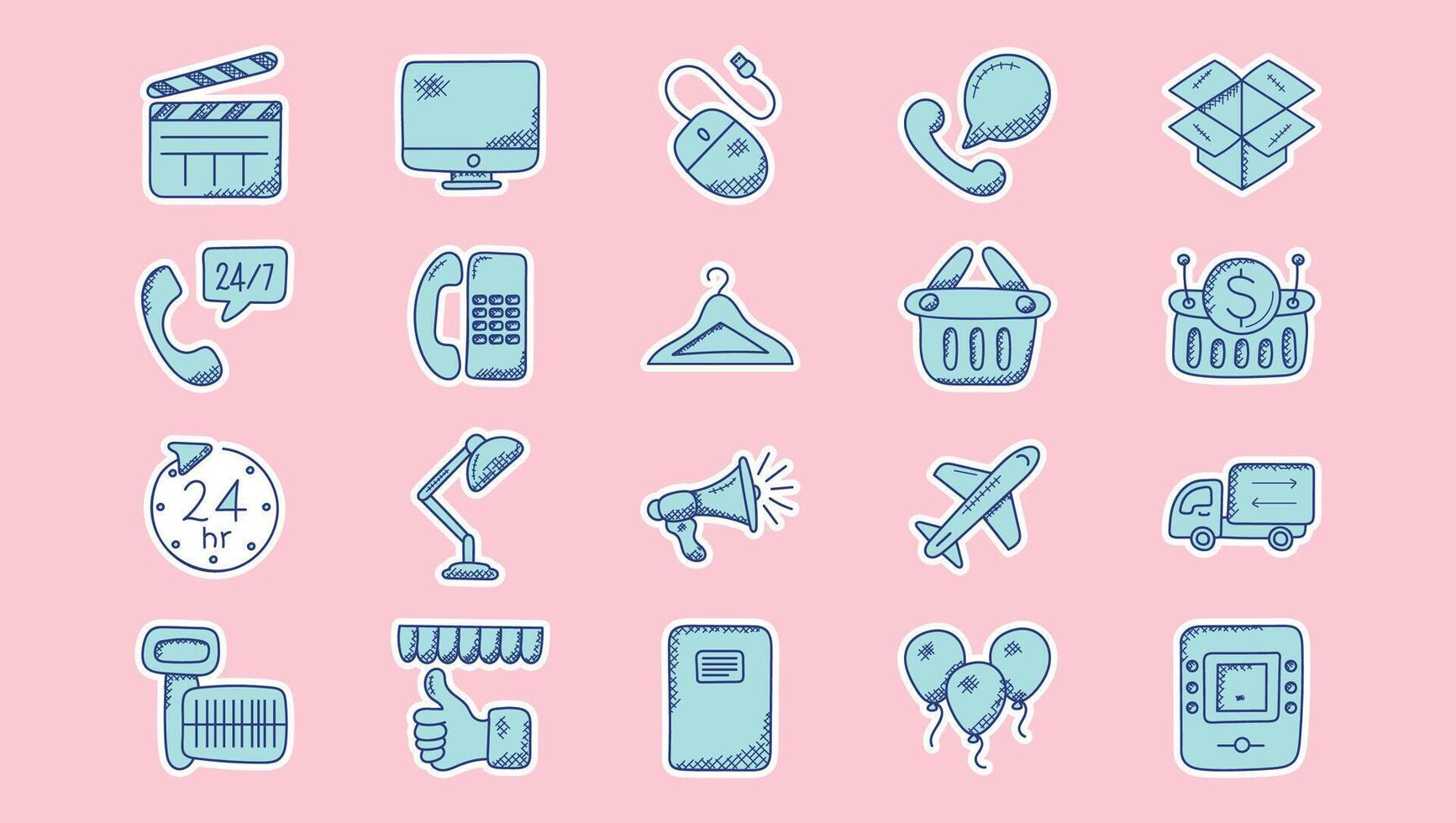 Online Shopping and Services Doodle Icons vector