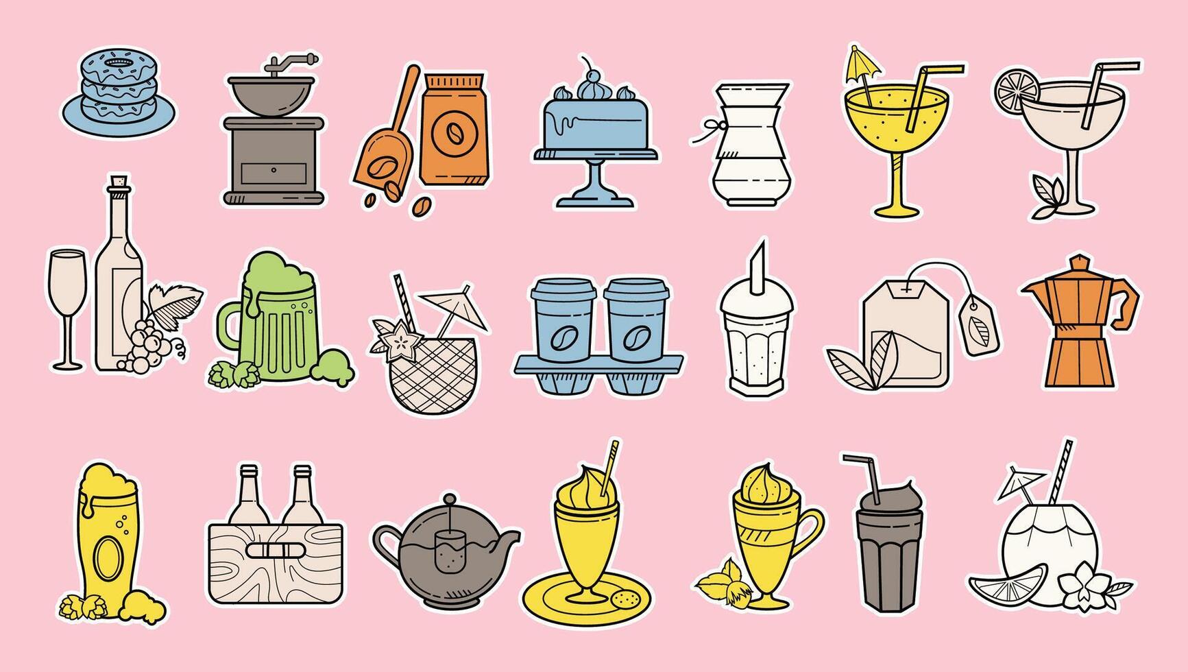 Beverages Drinks Assortment Still Life Composition Variety and Refreshment vector