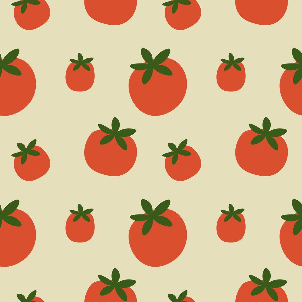 Tomatoes seamless repeating pattern. Abstract background with ripe vegetables tomato for wrapping, card, template, label, paper, print, textile. Design texture rapport for harvest, food, ingredient vector