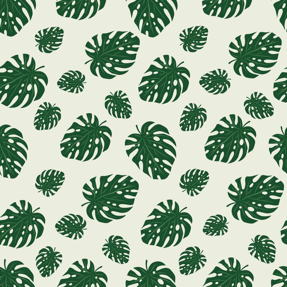 seamless pattern with monstera tropical leaves vector