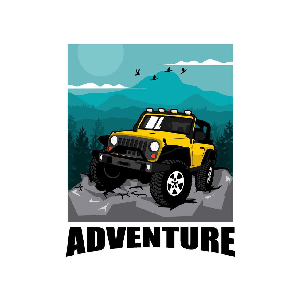 offroad mountain adventure 4x4 car illustration vector
