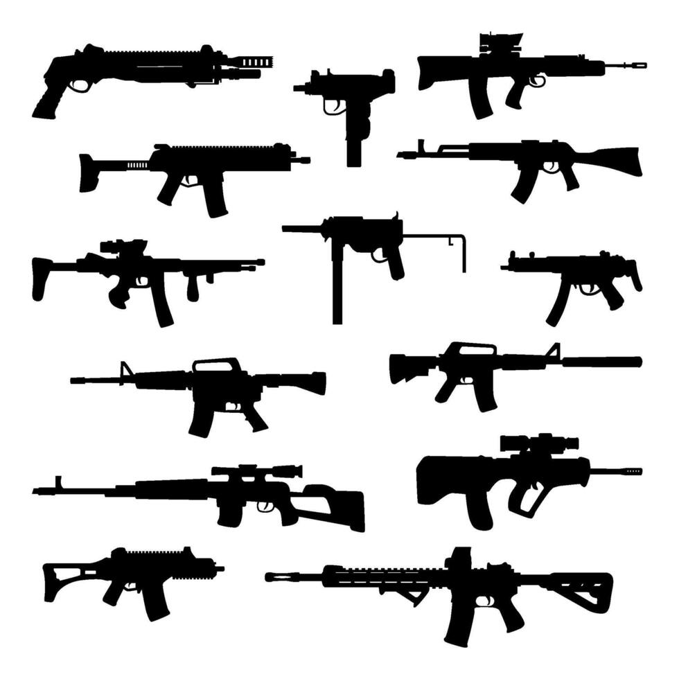 collection of gun image silhouette vector