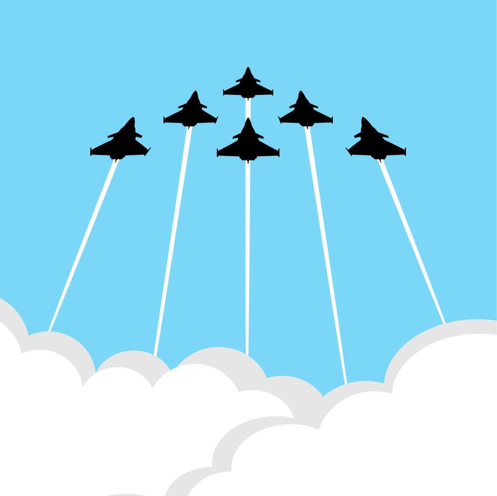 military fighter jet air show with sky smoke illustration vector