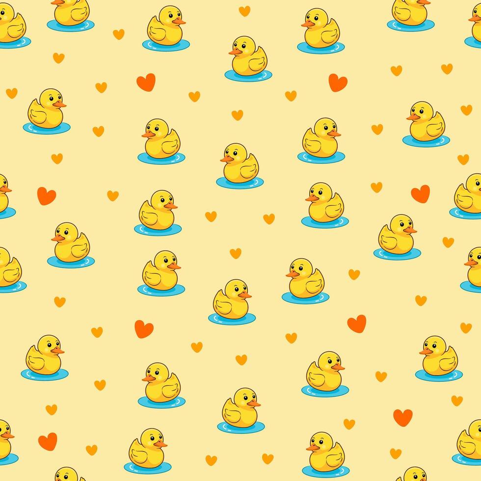 cute yellow rubber duck seamless pattern vector