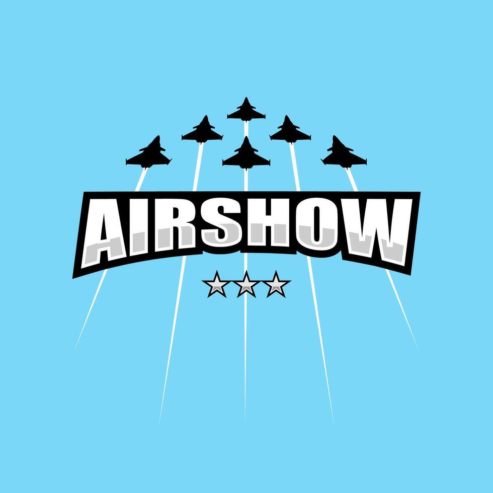 logo airshow military fighter jet in the sky vector