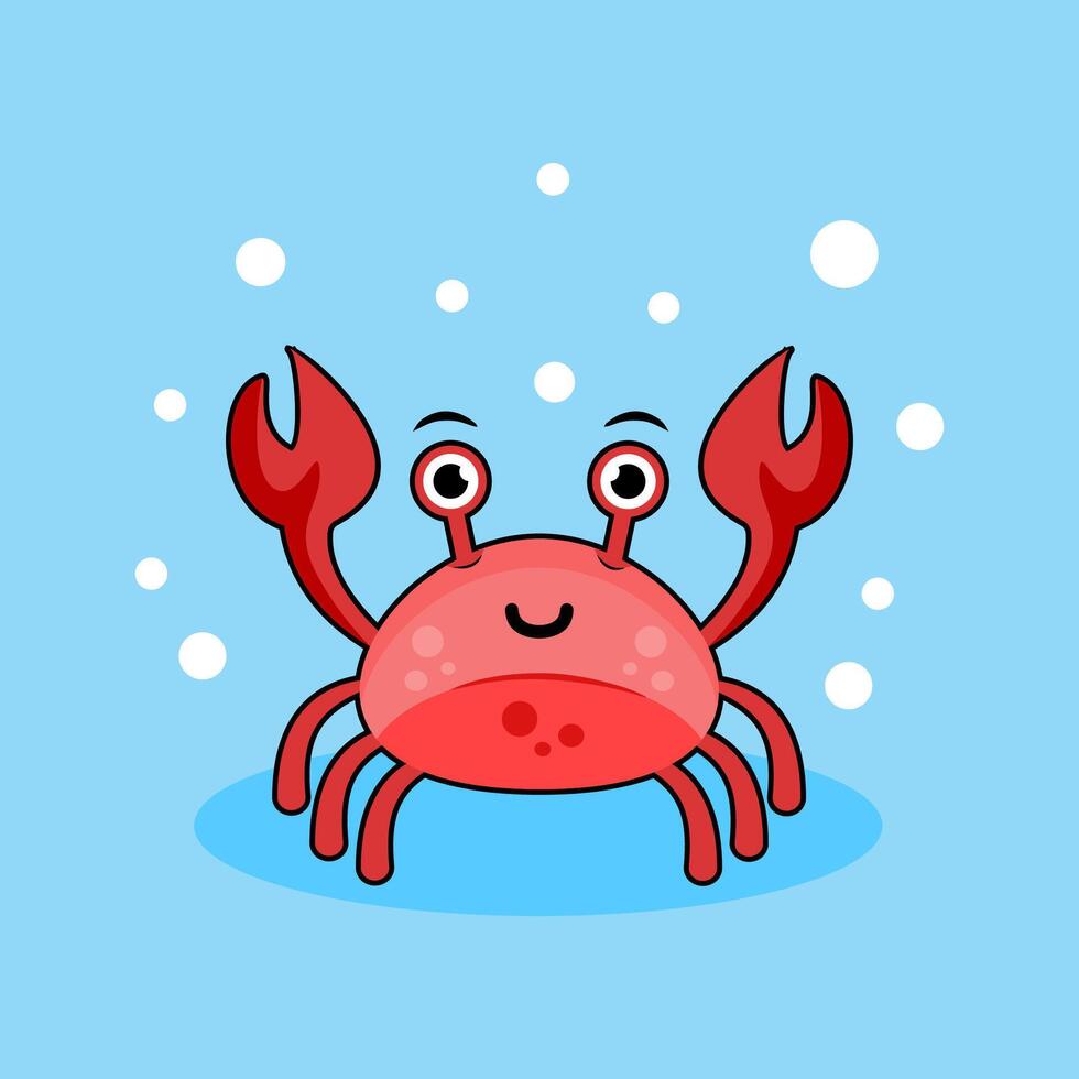 cute crab cartoon character illustration vector