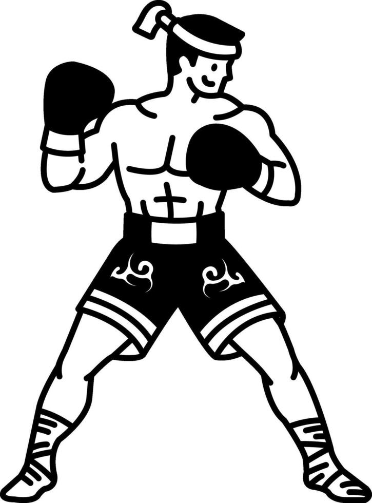 illustration icon of a thai boxer vector