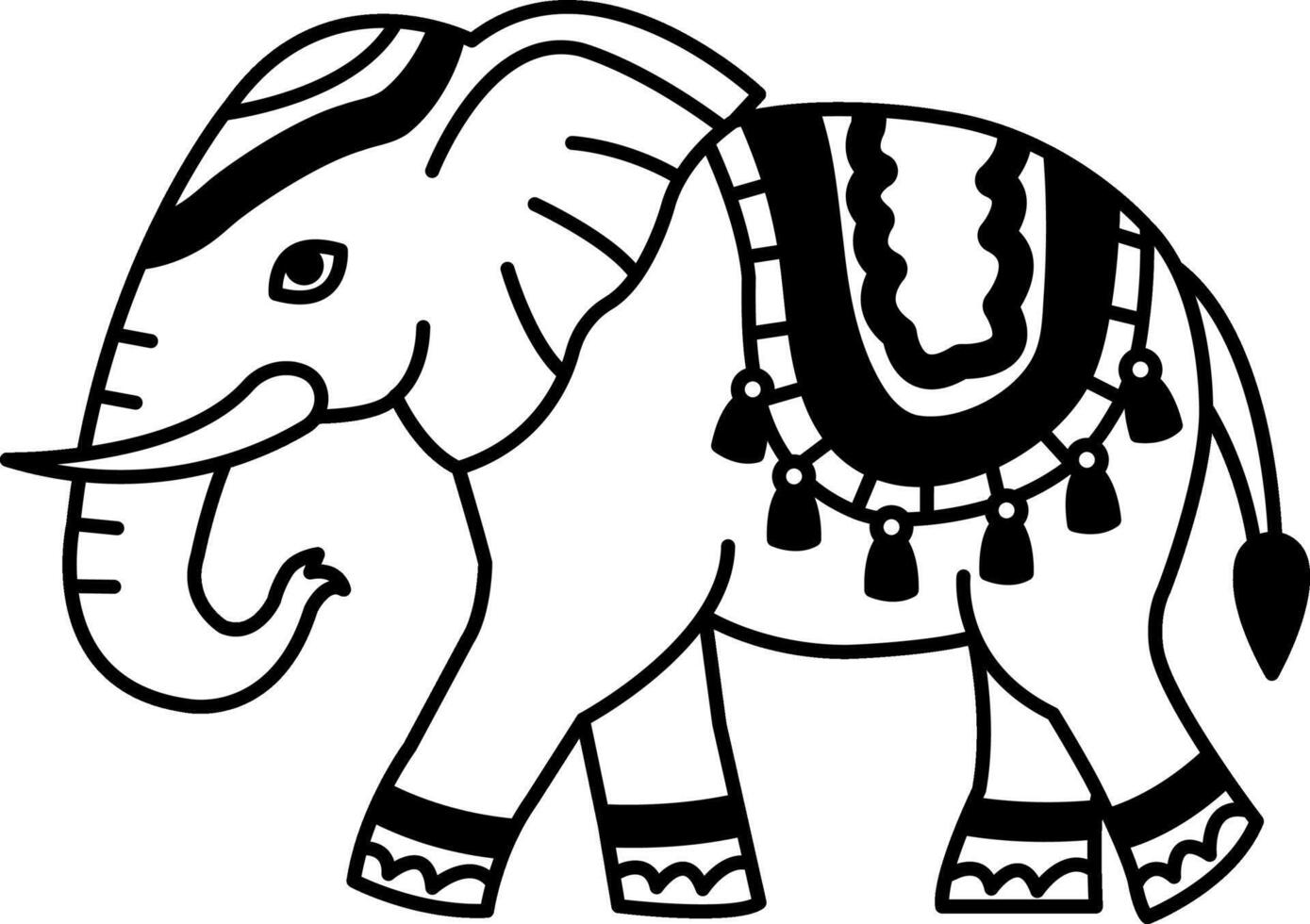 black and white icon of Thai elephant vector