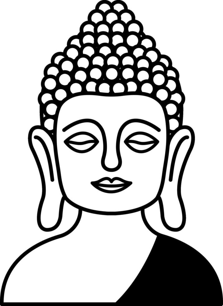 black and white illustration icon of Buddha statue vector