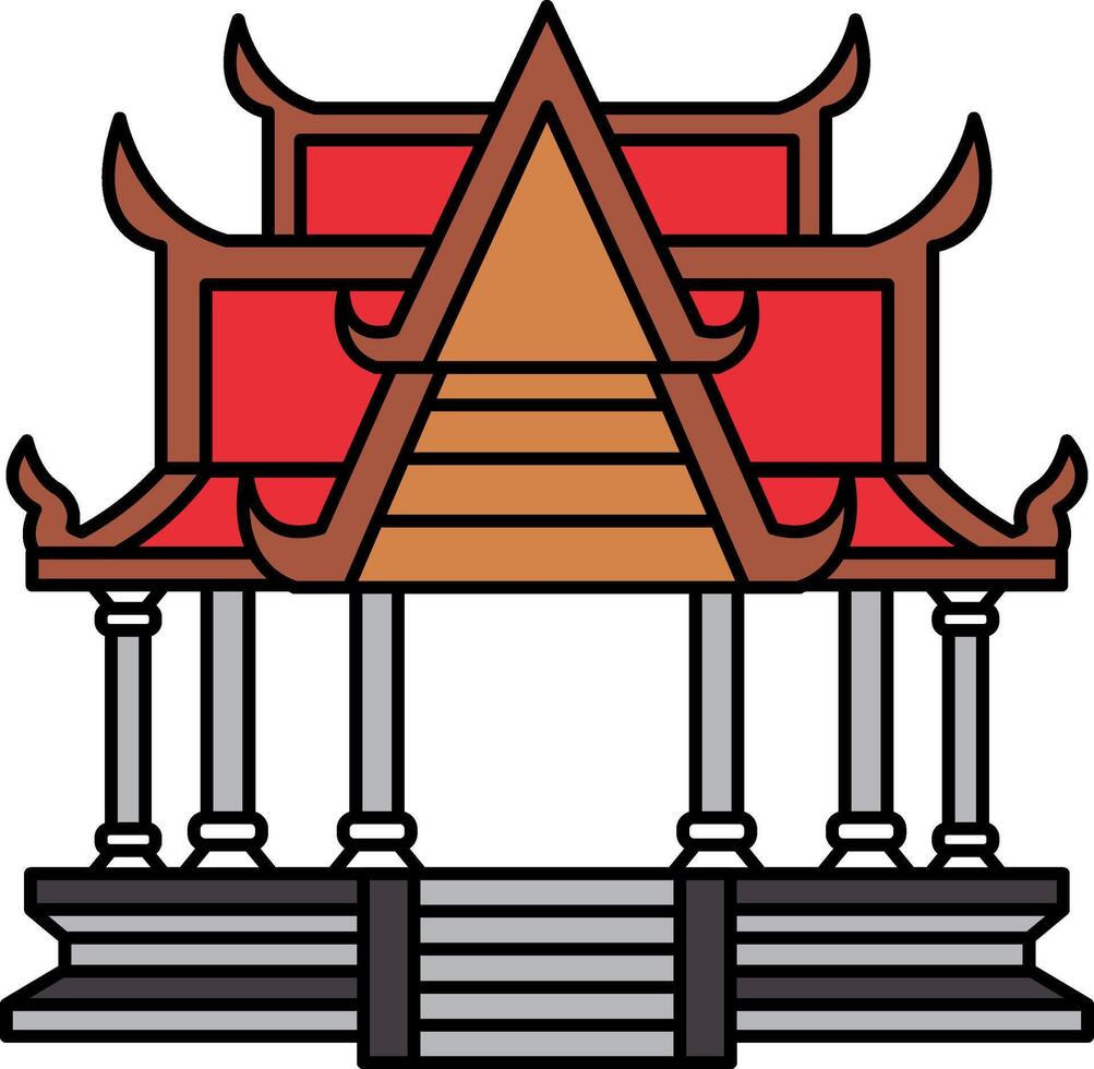 flat icon of Thai temple pavilion vector