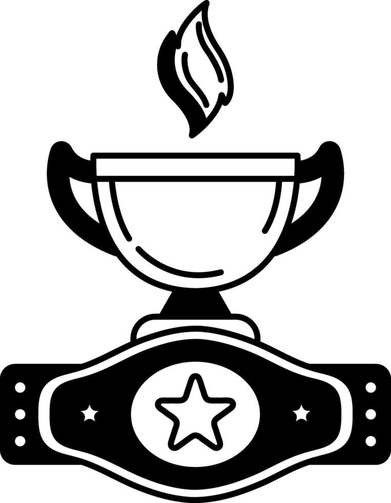 black and white icon of trophy and boxing belt awards vector