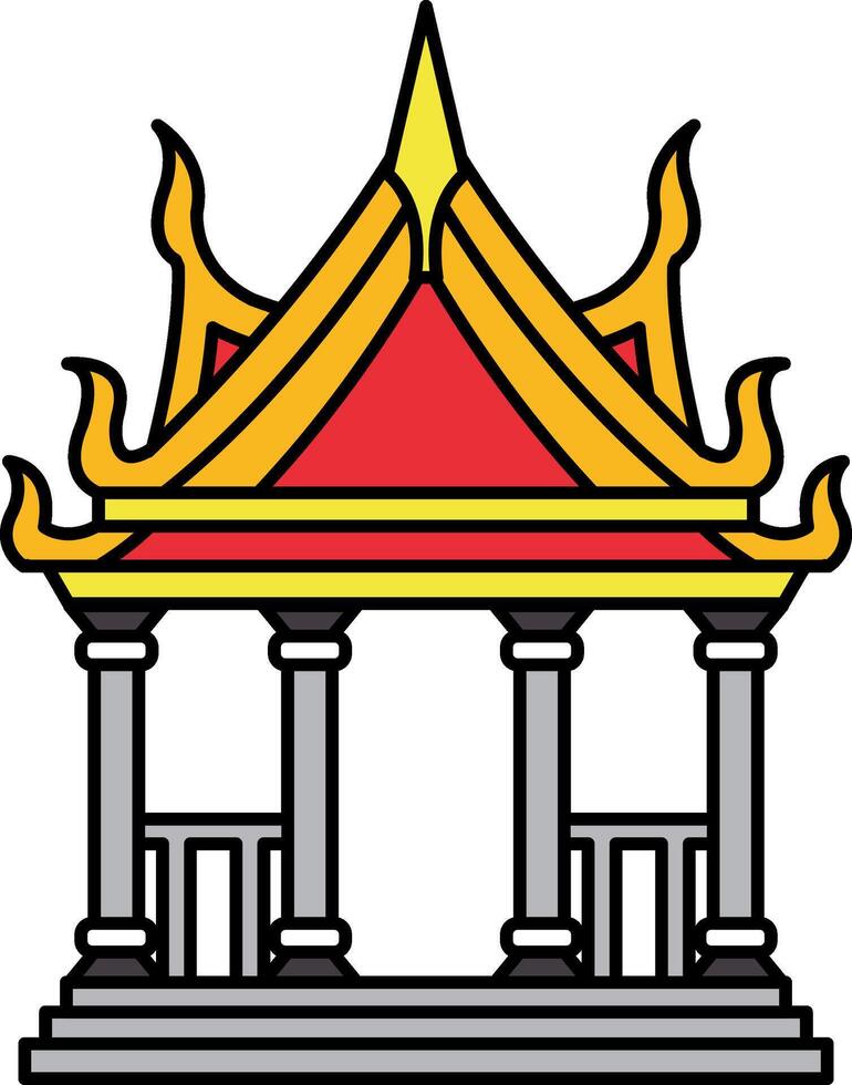 single icon of Thai temple pavilion vector
