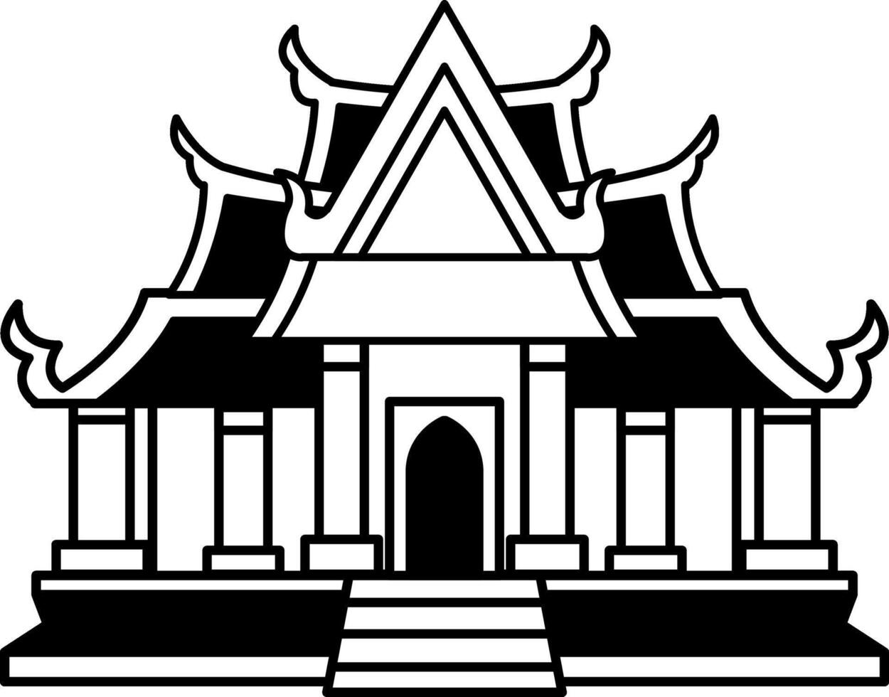 black and white single icon of Thai temple vector