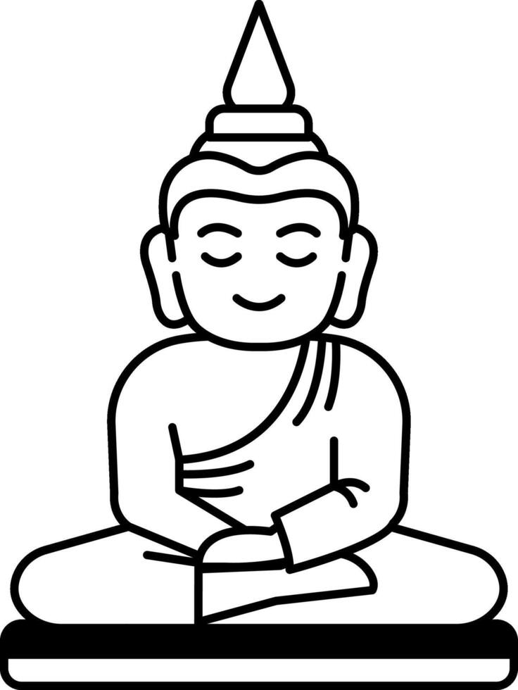 black and white icon of Buddha statue vector
