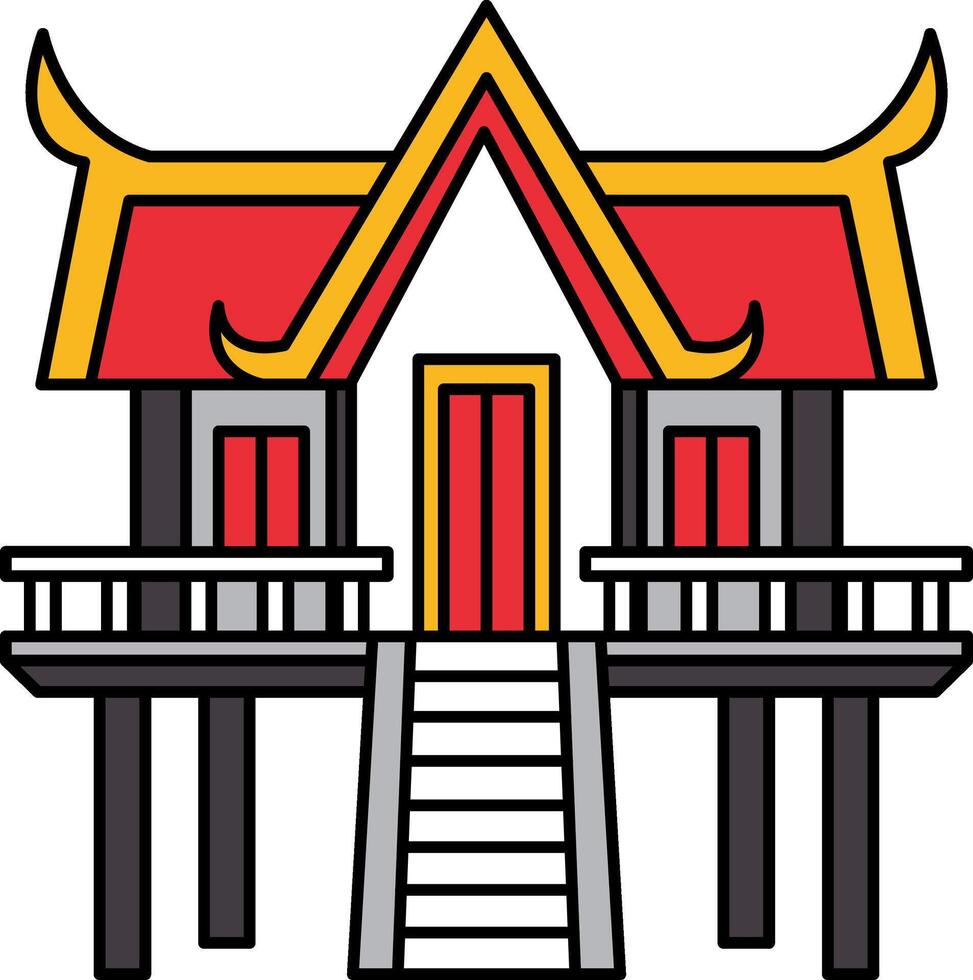 single icon of Thai temple monk hut vector