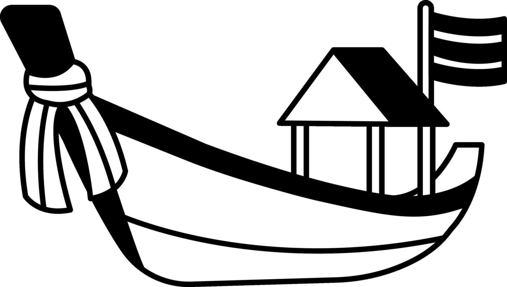 black and white icon of Long tail boat vector