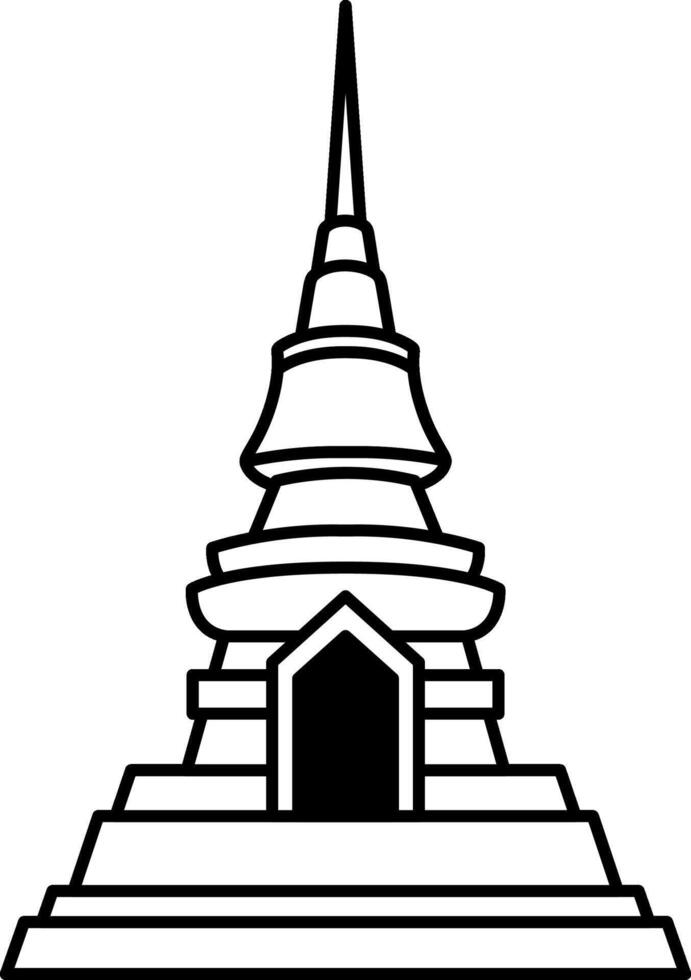 black and white flat icon of thai temple pagoda vector