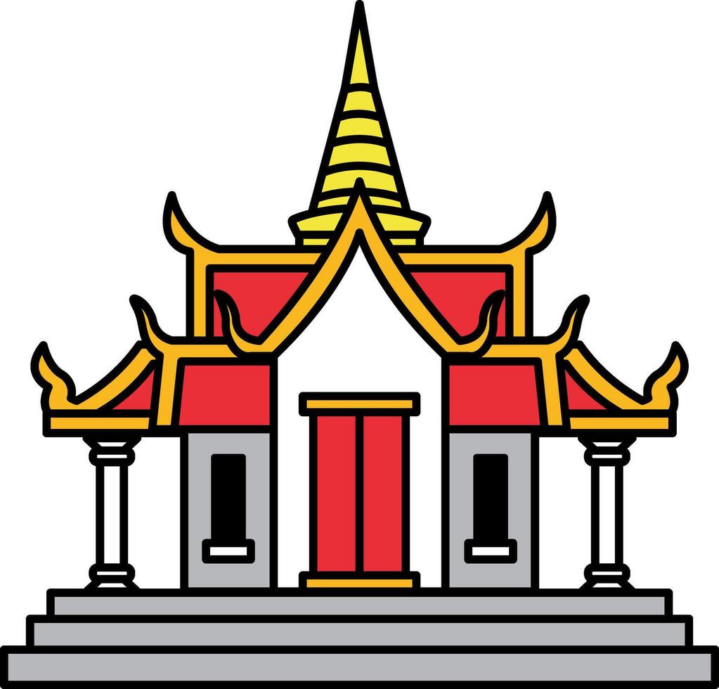 single icon of Thai temple chapel vector