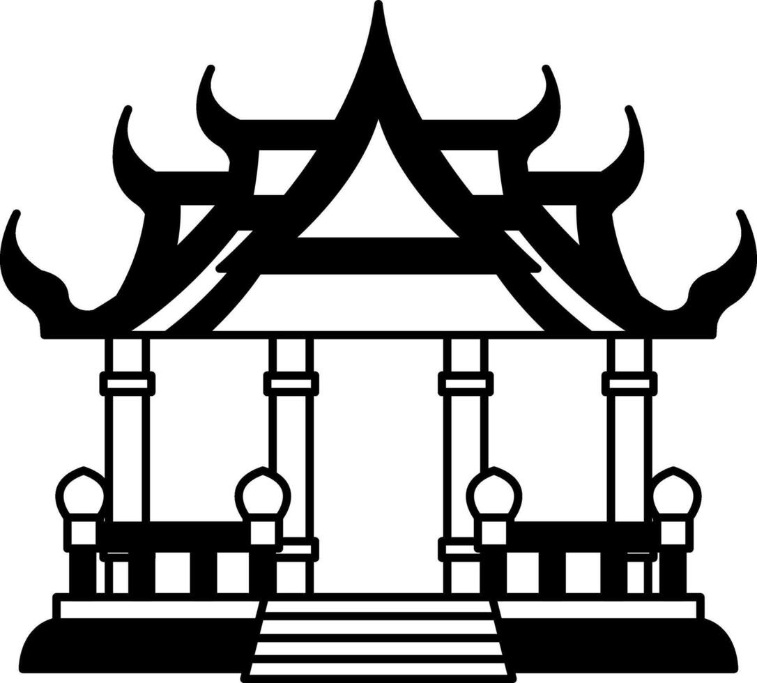 black and white icon of temple pavilion vector