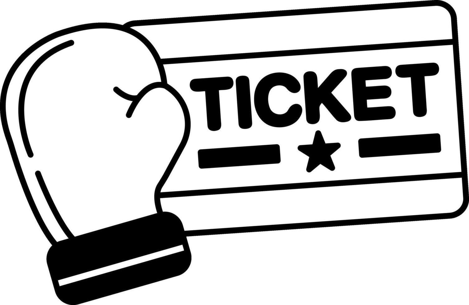 black and white icon of a Muay Thai ticket vector