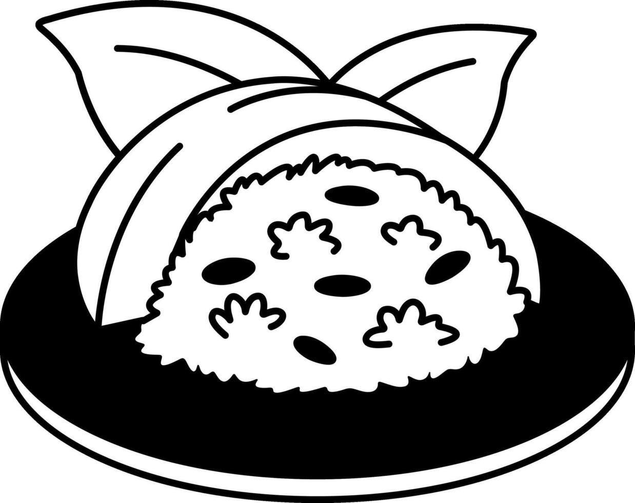 black and white icon of Mango Sticky Rice vector
