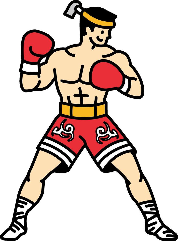 single icon of a thai boxer vector