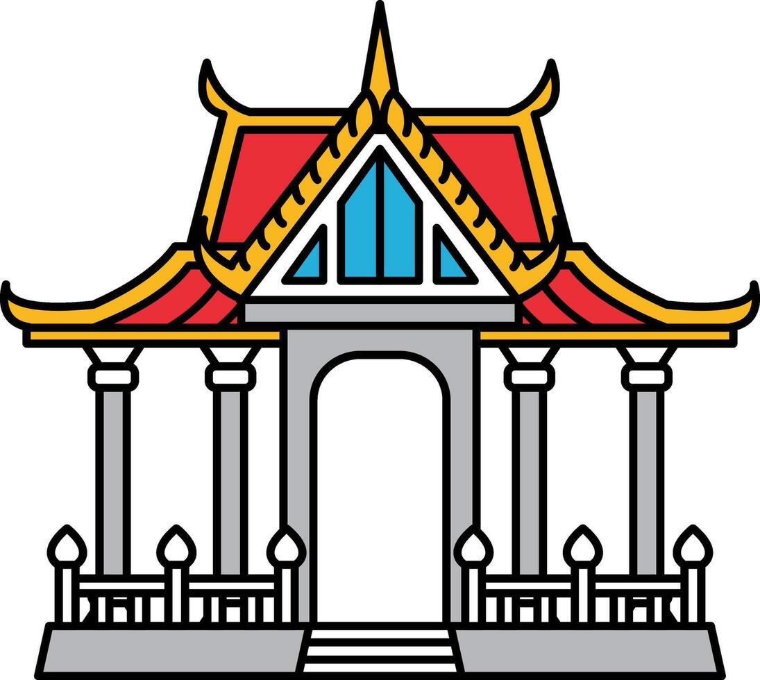 icon of Thai temple pavilion vector