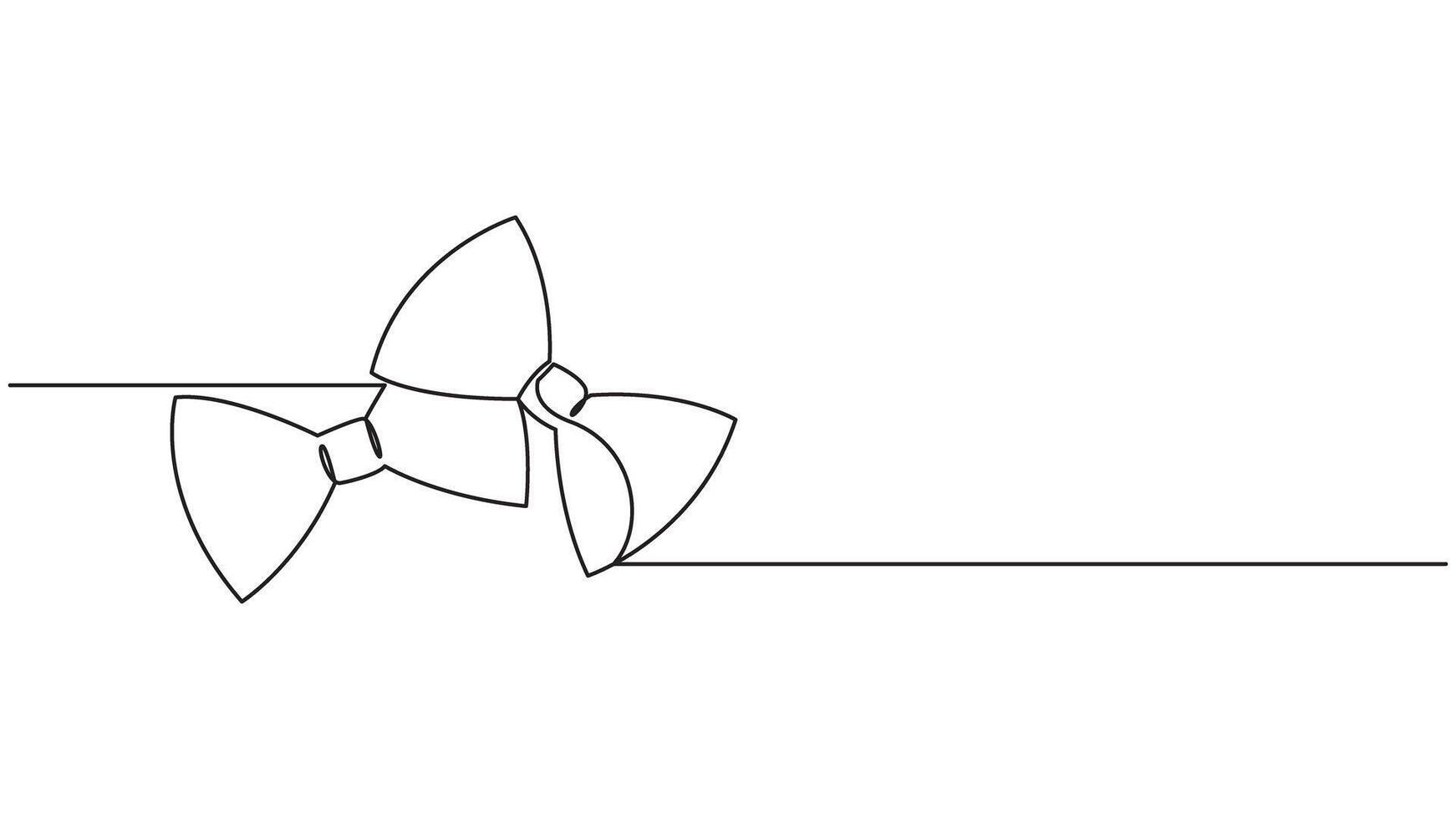 Single line drawing of a decorative bow, continuous line art illustration vector