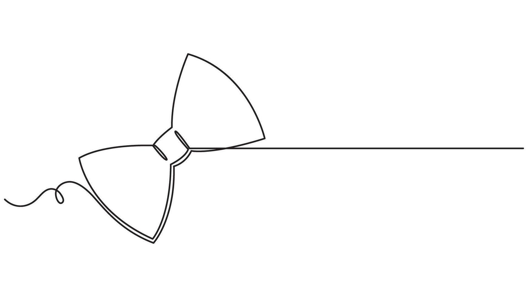 Elegant minimalistic bow tie outline on a white background, continuous line art vector