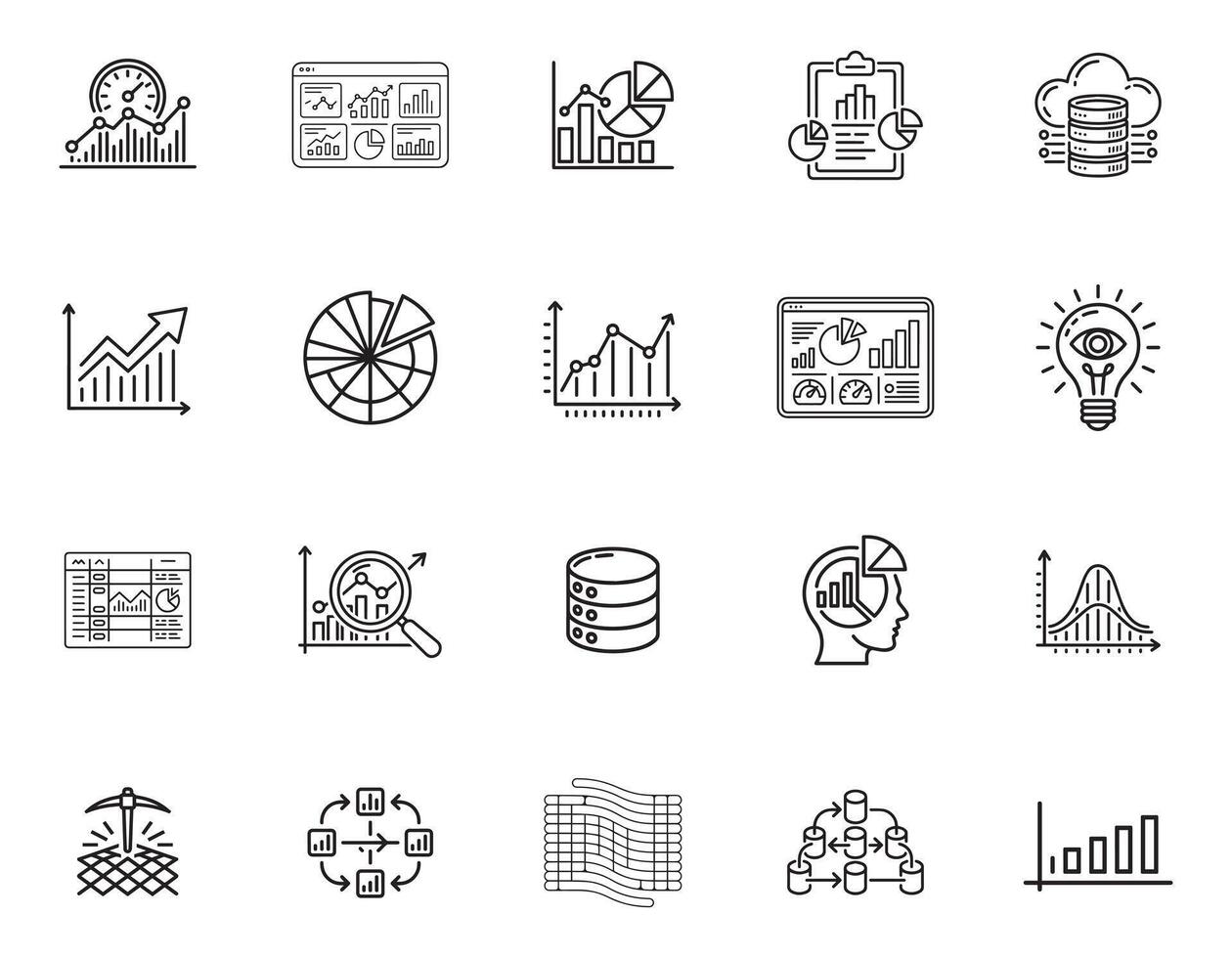 Data Science and Analytics Icons Collection vector