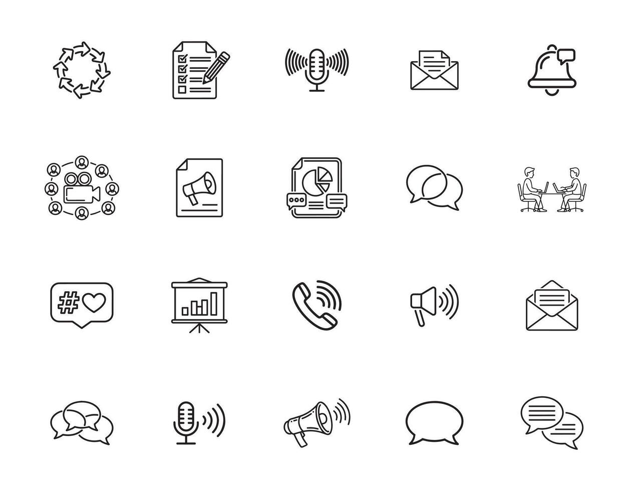 Professional Communication Line Icons vector